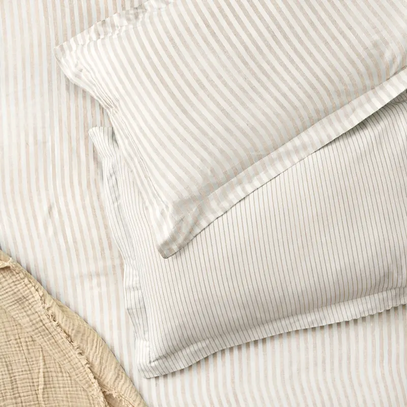 Hebden Stripe 100% Cotton Pillowcase Pair Natural 1