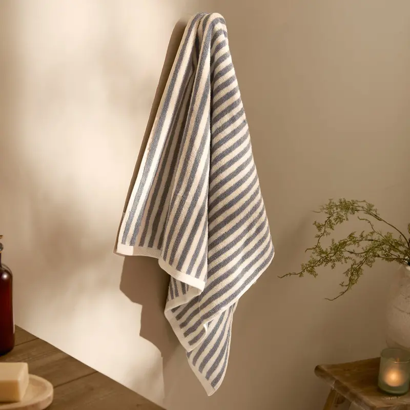 Hebden Striped Cotton Towels Grey 1