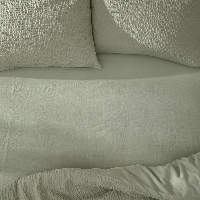 Hebden Washed Cotton Fitted Bed Sheet Bay Green 1