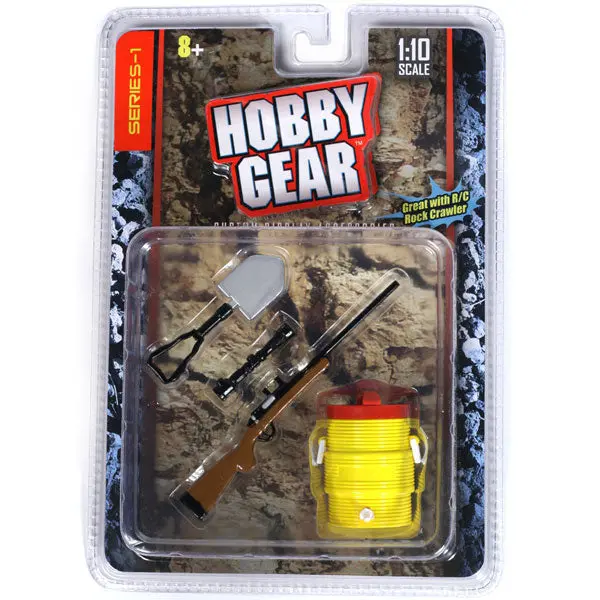 Hobby Gear Phoenix Toys 1/10 Rc Rock Crawler Accessory Camping Shovel, Riffle Gun & Portable Cooler 1
