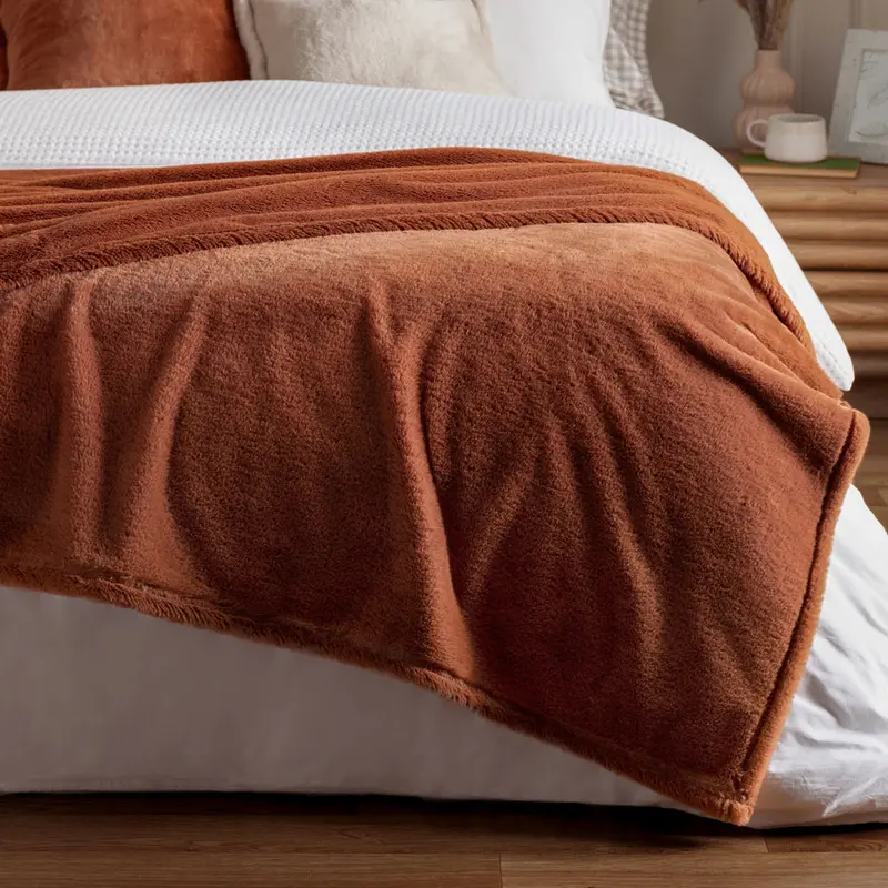 Kallu Double-Sided Faux-Fur Throw Rust 1