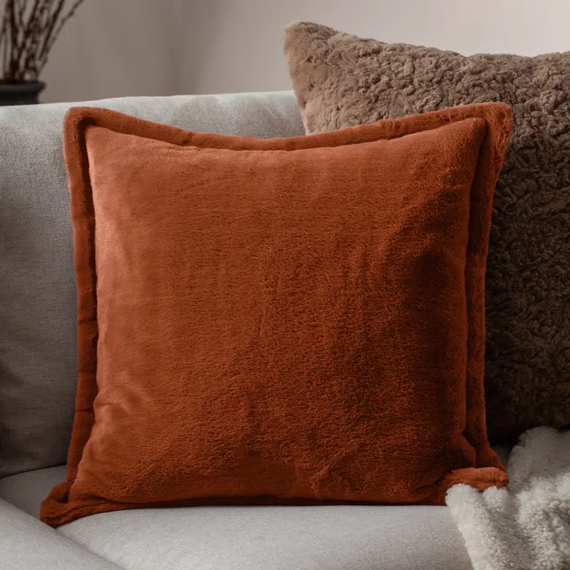 Kallu Faux Fur Cushion Rust 1