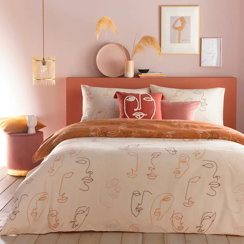 Kindred Abstract Faces Duvet Cover Set Apricot 1