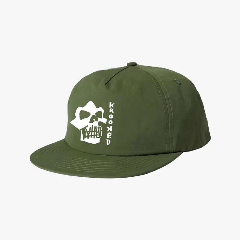 Krooked Skulls Snapback Cap - Olive 1