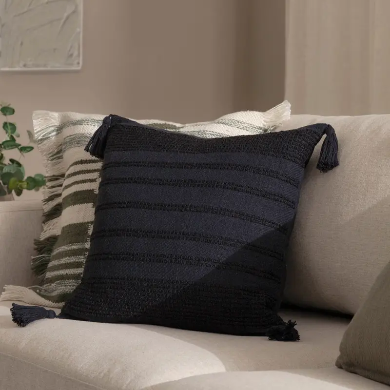 Larch Woven Cushion Black 1