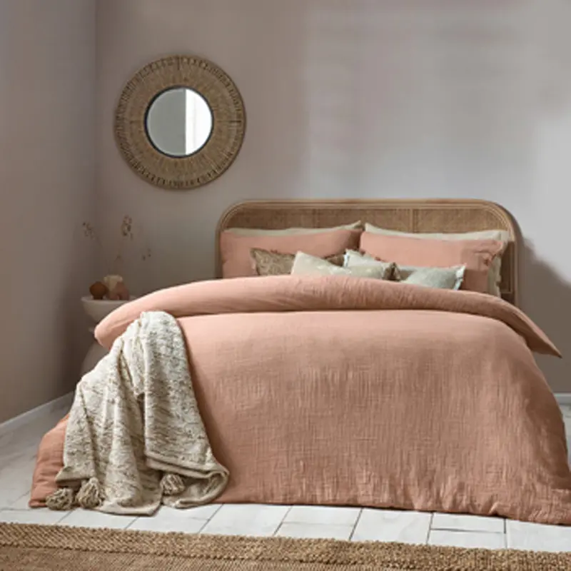 Lark Cotton Muslin Duvet Cover Set Pink Clay 1
