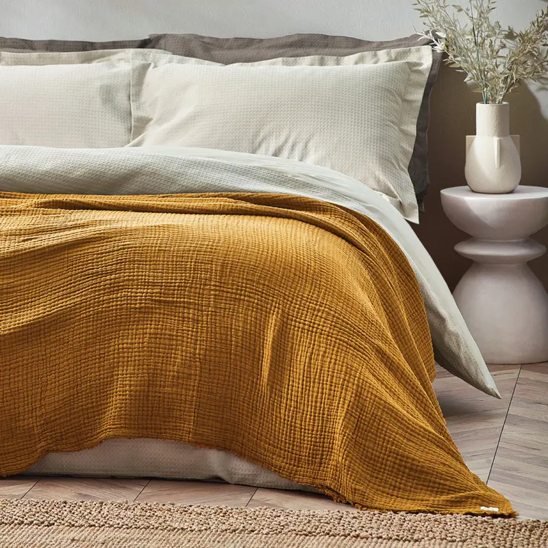 Lark Muslin Cotton Oversized Throw Cumin 1