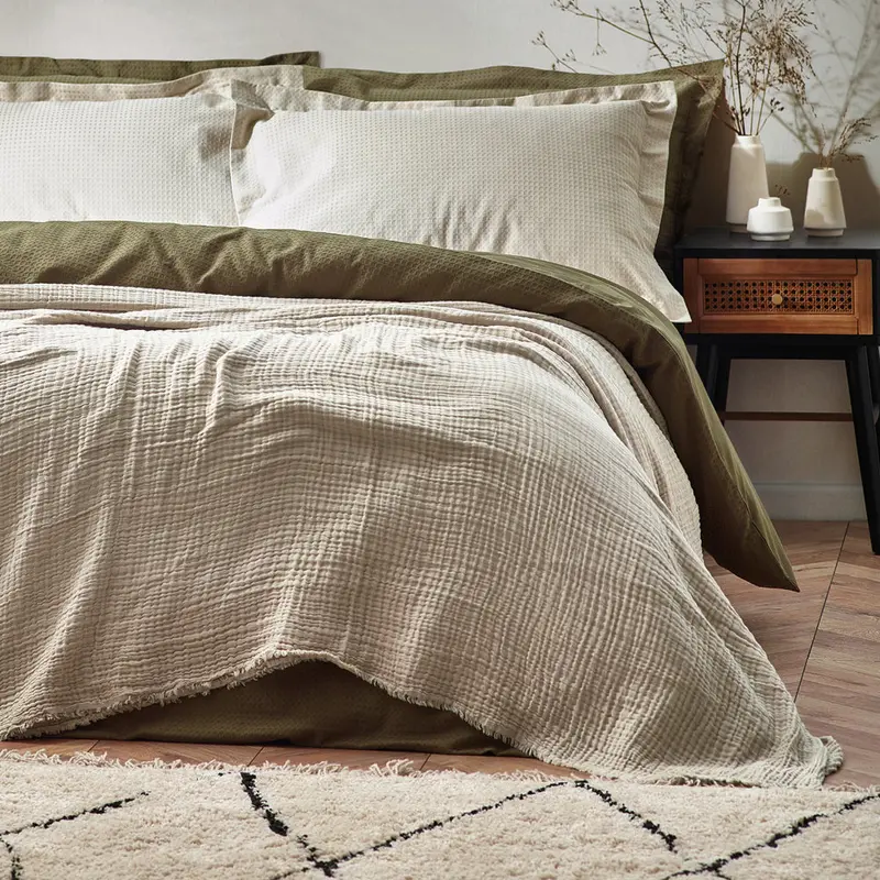 Lark Muslin Cotton Oversized Throw Natural 1