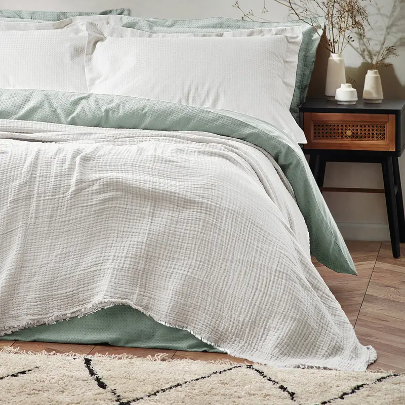 Lark Muslin Cotton Oversized Throw White 1