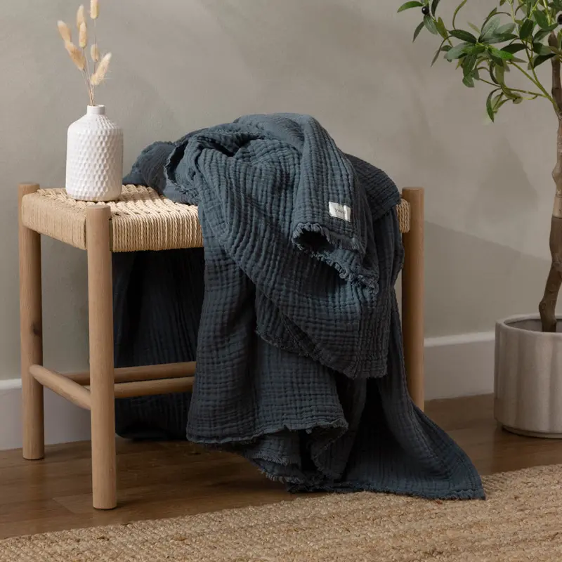 Lark Muslin Cotton Throw Dusk 1