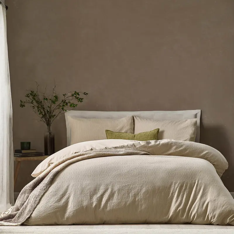 Malton Stripe 100% Cotton Duvet Cover Set Linen 1