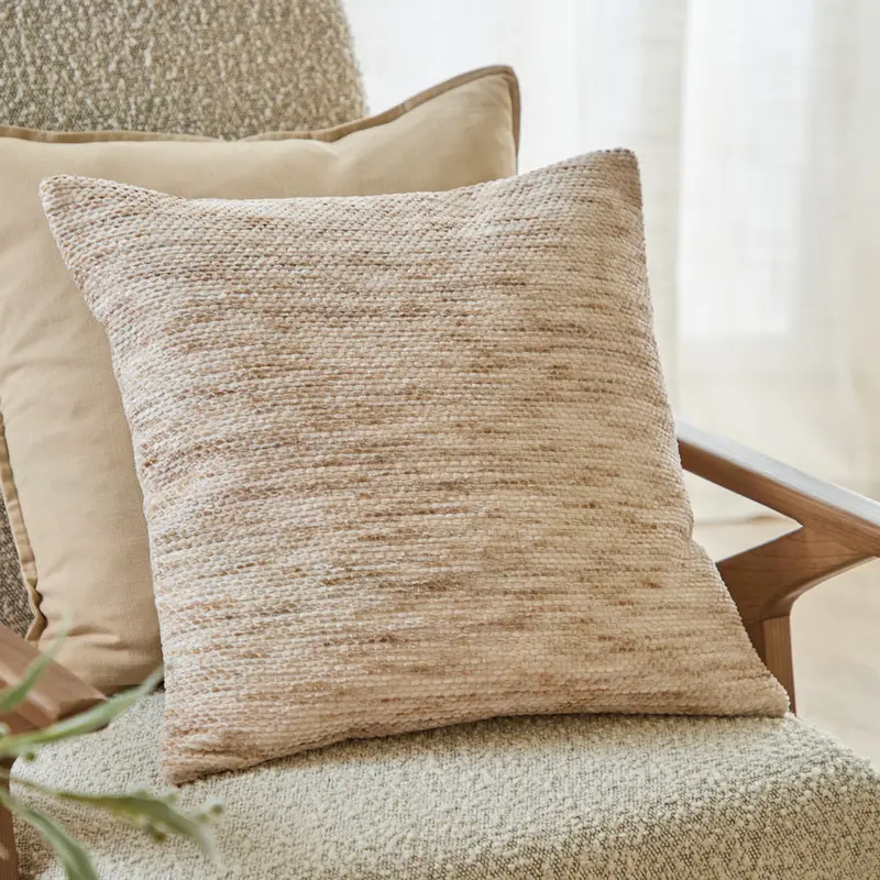 Malvern Chenille Cushion Oatmeal 1