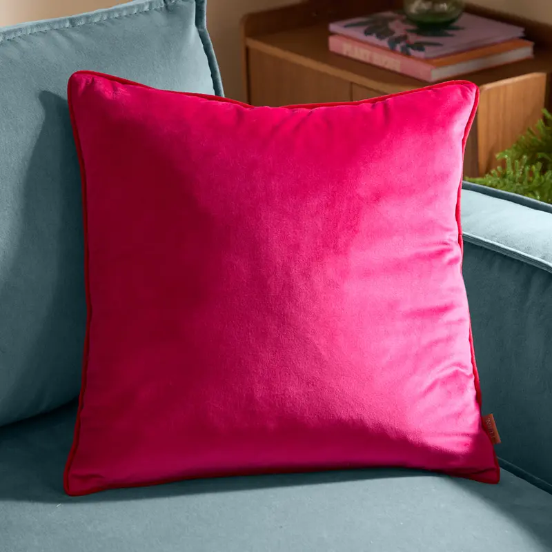 Meridian Velvet Cushion Hot Pink/Red 1