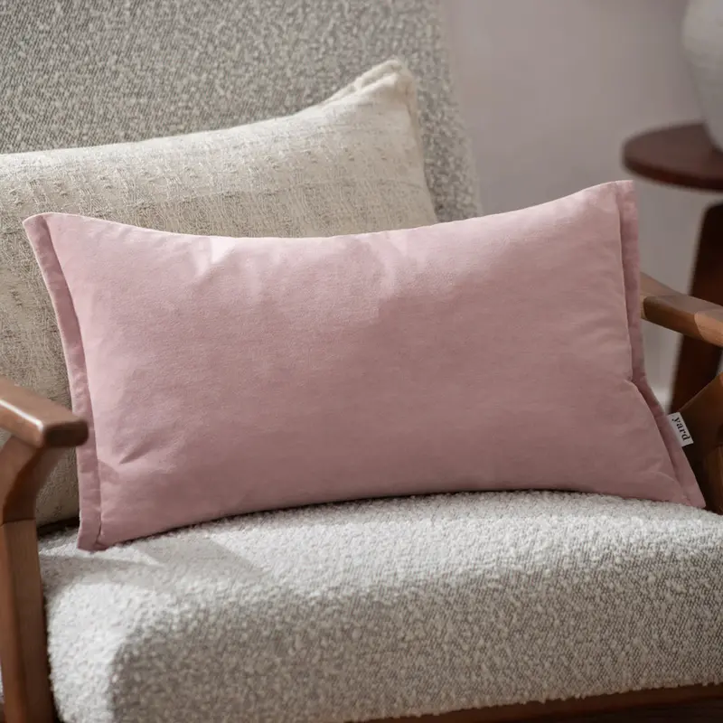 Merton Rectangular Velvet Cushion Dusty Rose 1