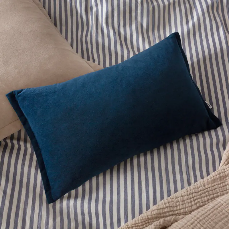 Merton Rectangular Velvet Cushion Indigo 1
