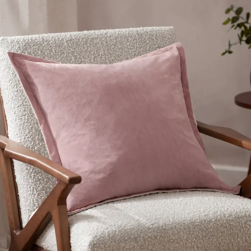 Merton Square Velvet Cushion Dusty Rose 1
