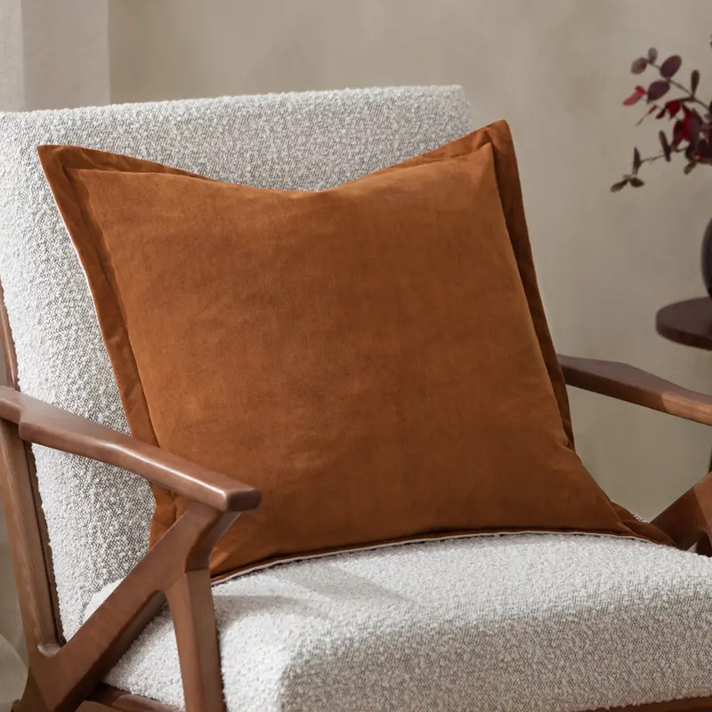 Merton Square Velvet Cushion Pecan 1