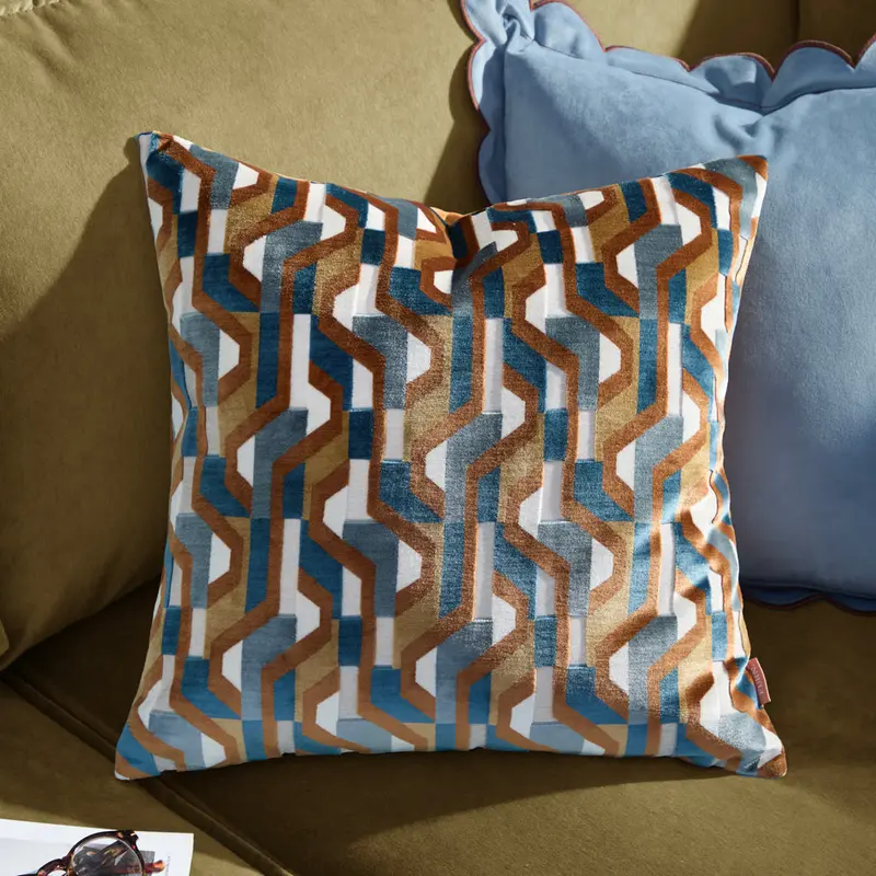 Metro Prism Velvet Cushion Ginger 1