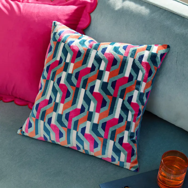 Metro Prism Velvet Cushion Multicolour 1