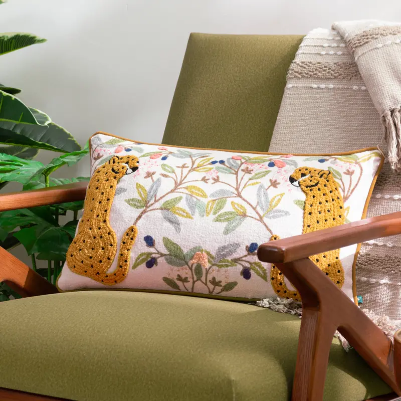Mirrored Cheetah Embroidered Cushion Multicolour 1