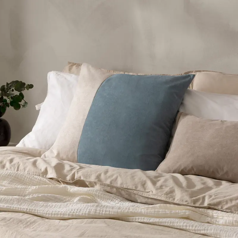 Morden Soft-Washed Velvet Cushion Dusty Blue 1
