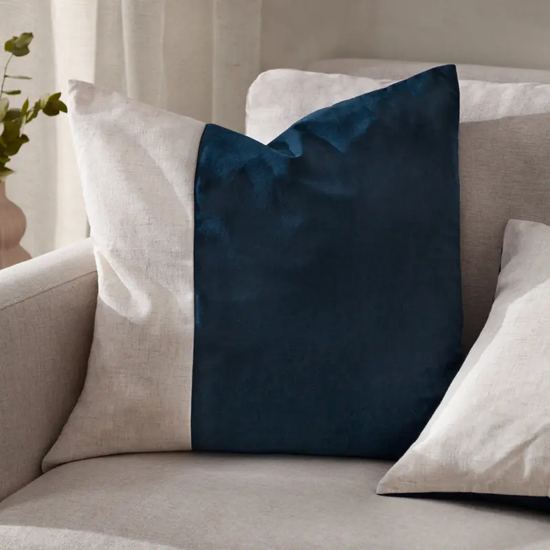 Morden Soft-Washed Velvet Cushion Indigo 1