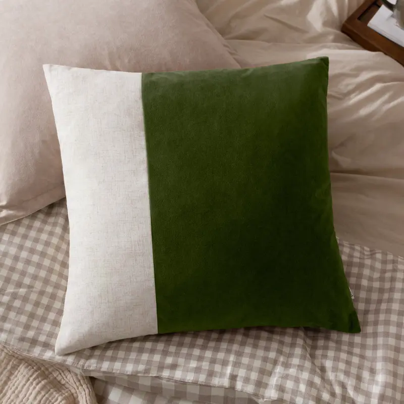 Morden Soft-Washed Velvet Cushion Olive Oil 1
