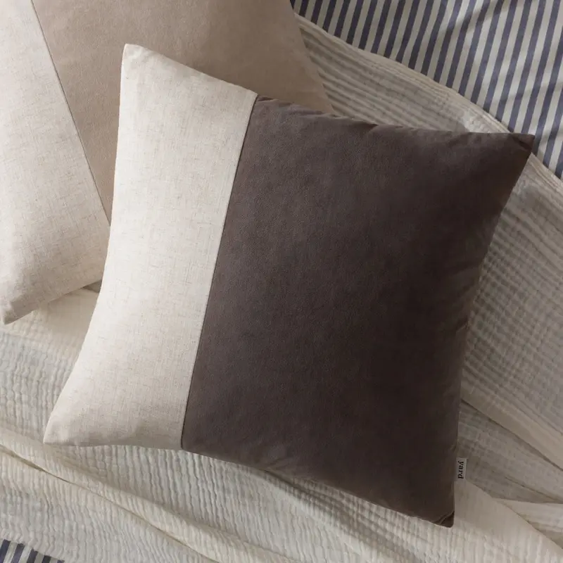 Morden Soft-Washed Velvet Cushion Taupe 1
