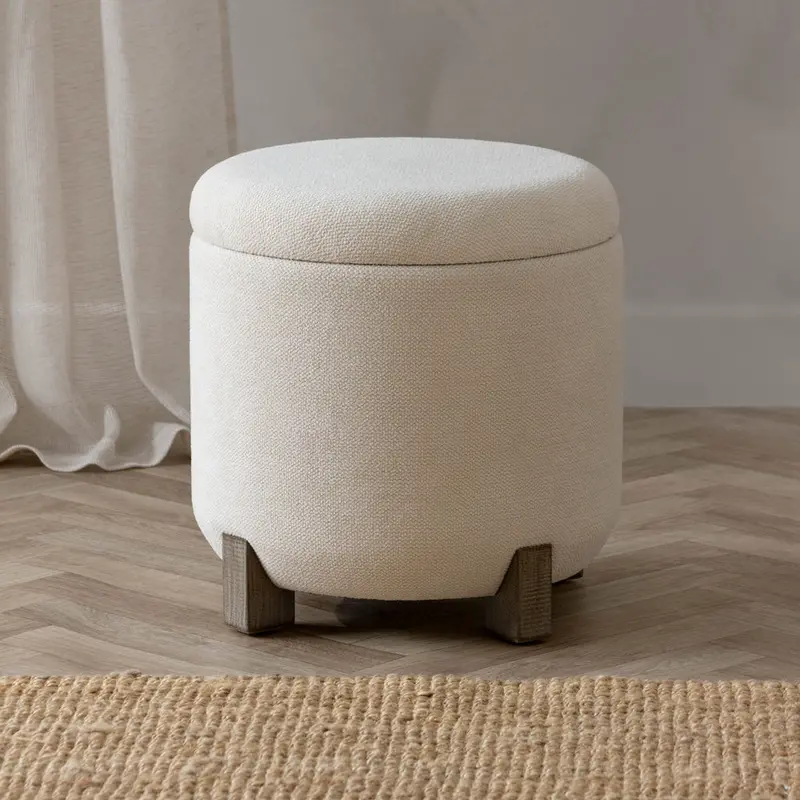 Neven Storage Footstool Ecru 1
