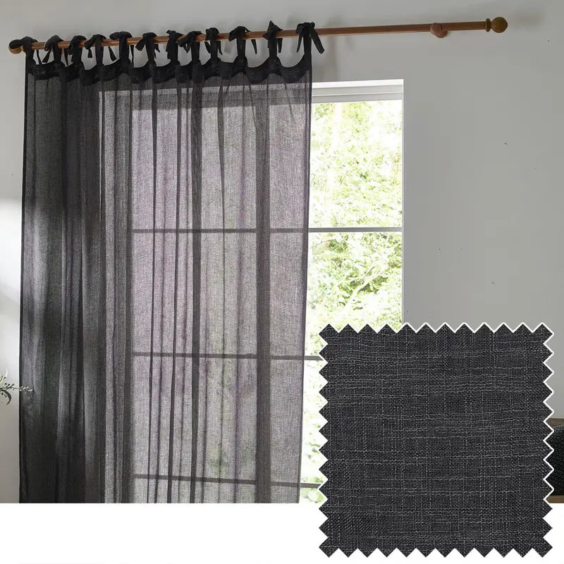 Nimbus Sheer Tie Top Curtain Panel Black 1
