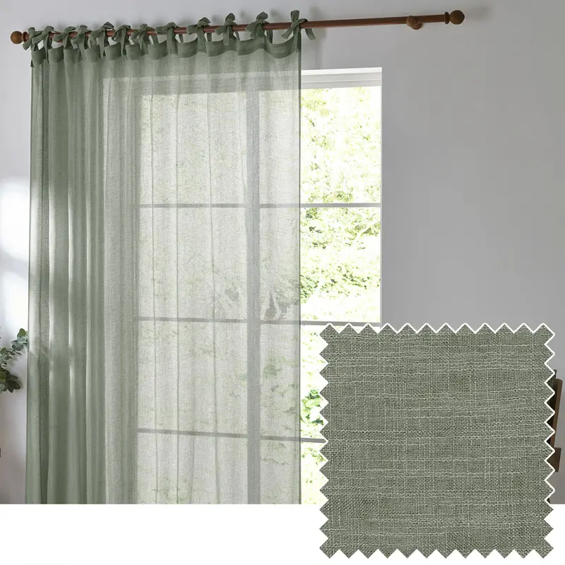 Nimbus Sheer Tie Top Curtain Panel Eucalyptus 1