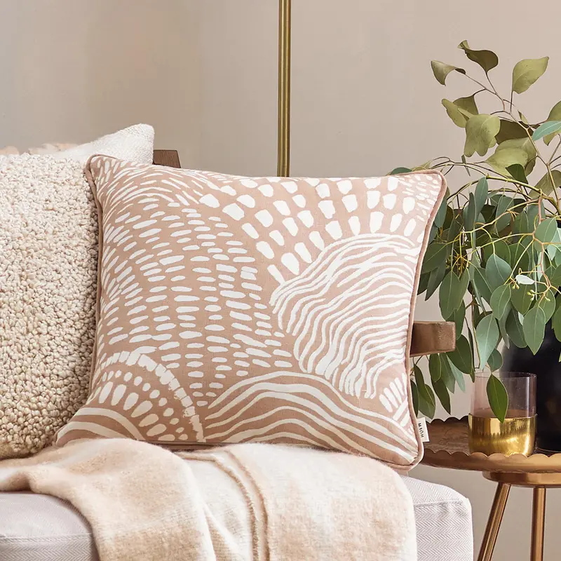 Nola Abstract Piped Cushion Oat 1