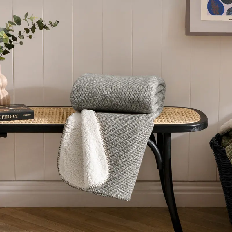 Nurrel Sherpa Throw Grey 1