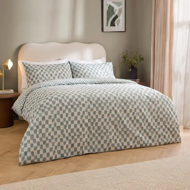 Nyhavn Checkerboard Reversible Duvet Cover Set Aqua 1