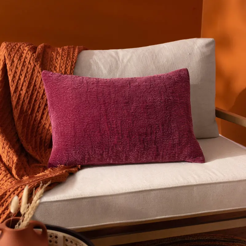 Osaka Chenille Cushion Burnt Red 1