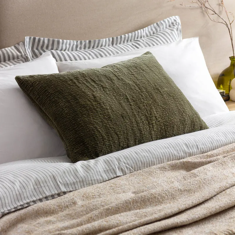 Osaka Chenille Cushion Khaki 1
