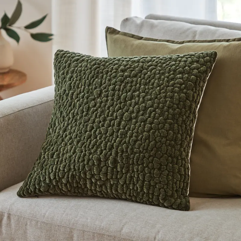 Pebble Textured Chenille Cushion Lichen 1