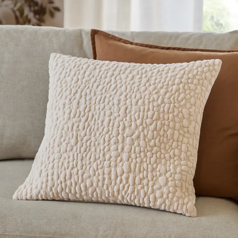 Pebble Textured Chenille Cushion Natural 1