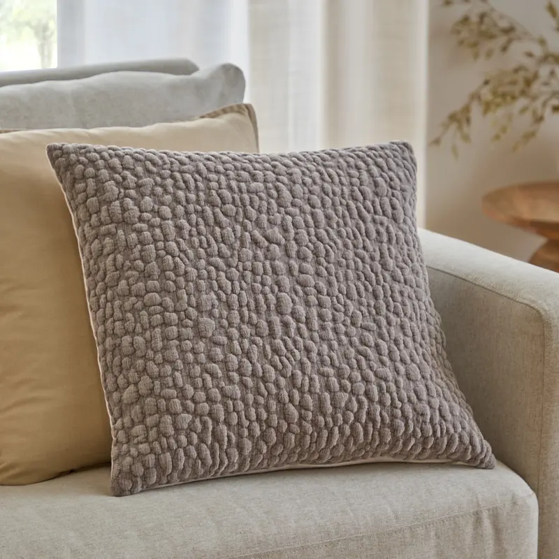 Pebble Textured Chenille Cushion Slate 1
