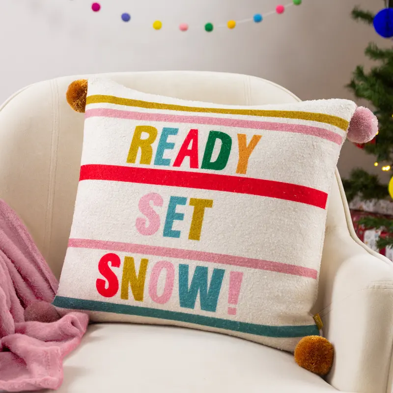 Pom-Poms Ready Set Snow Cushion Multicolour 1