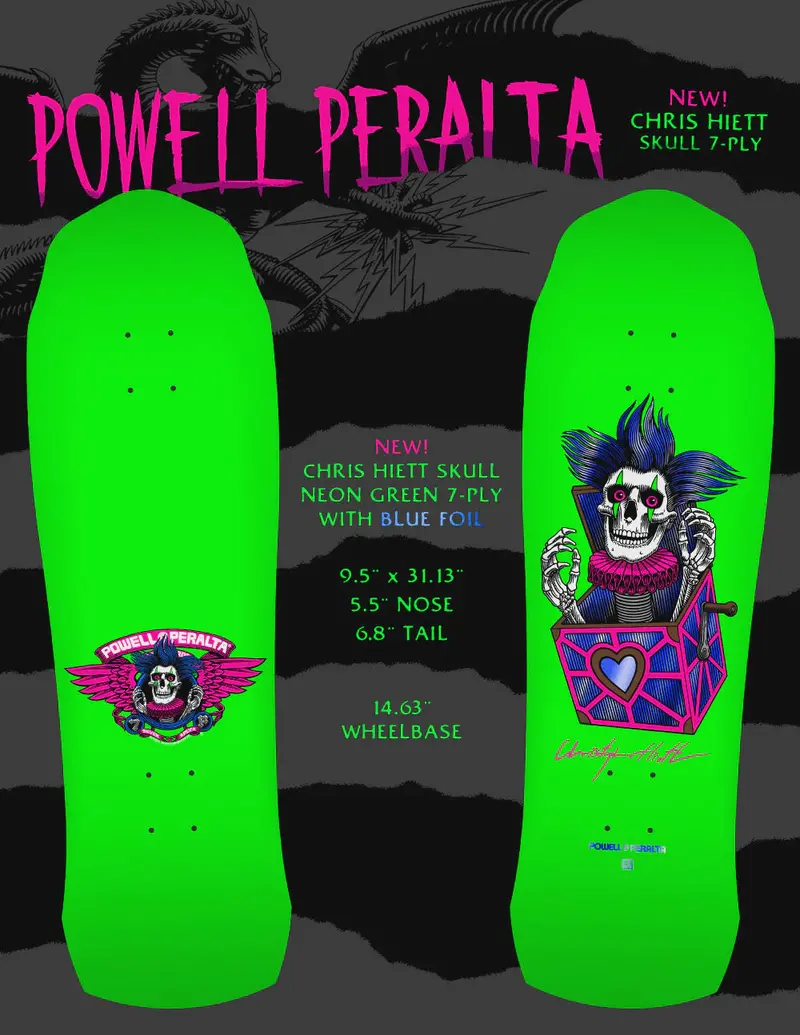 Powell Peralta Hiett Skull Maple Deck - Neon Green 1