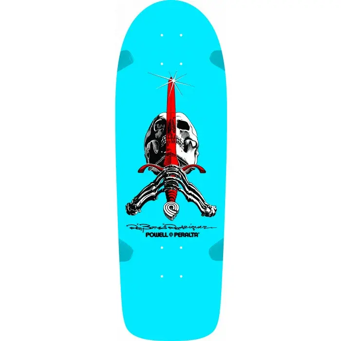 Powell Peralta Rodriguez Og Skull & Sword Spoon Nose Deck - Light Blue 1