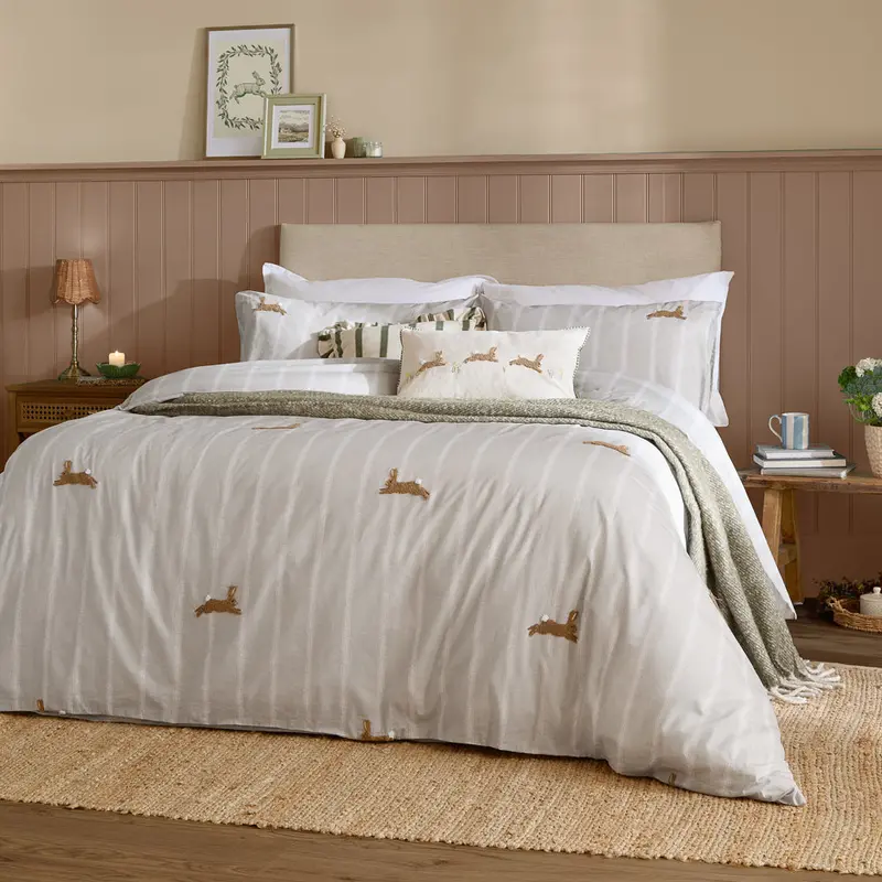 Ramble Hares Duvet Cover Set Sage 1