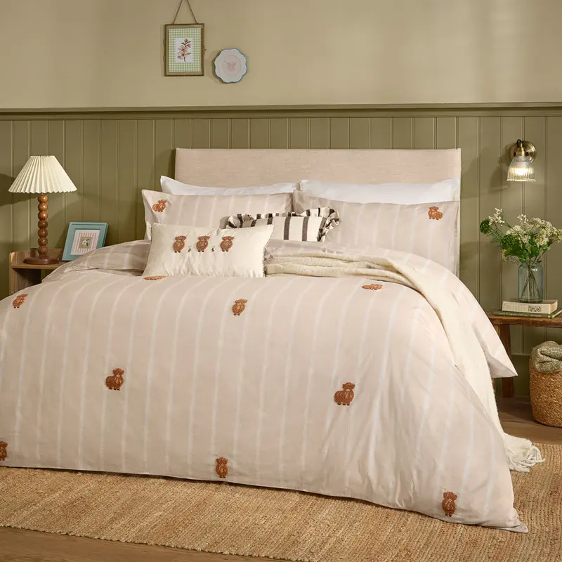 Ramble Highland Cows Duvet Cover Set Natural 1