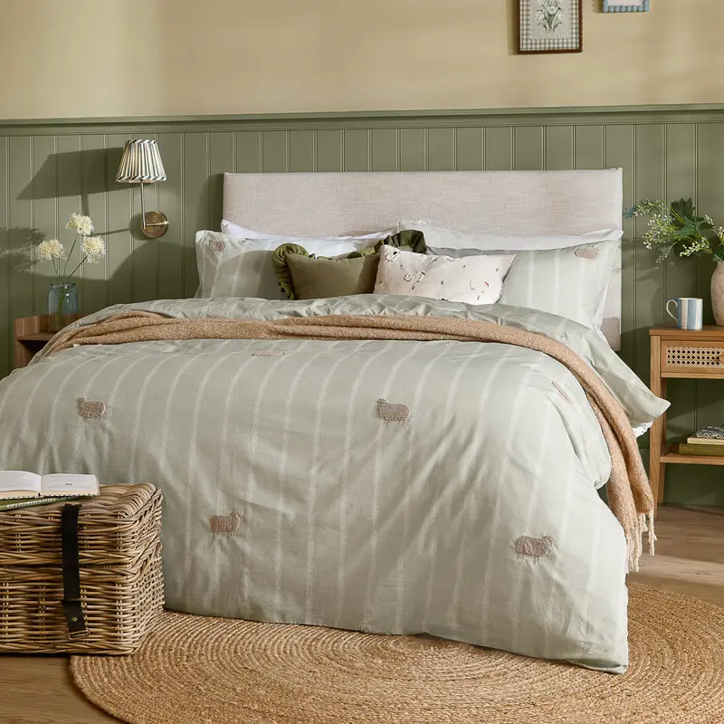 Ramble Sheep Duvet Cover Set Sage 1
