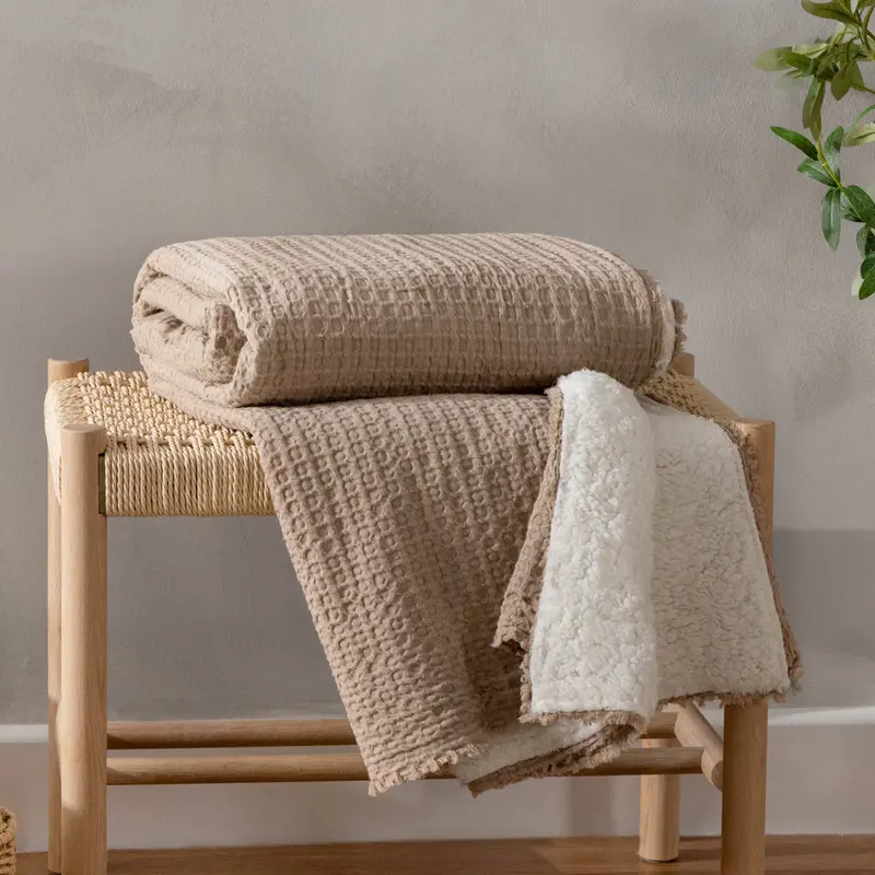 Ronan Sherpa Throw Taupe 1