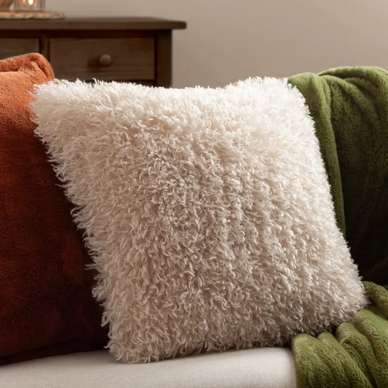 Rowan Faux Fur Cushion Natural 1