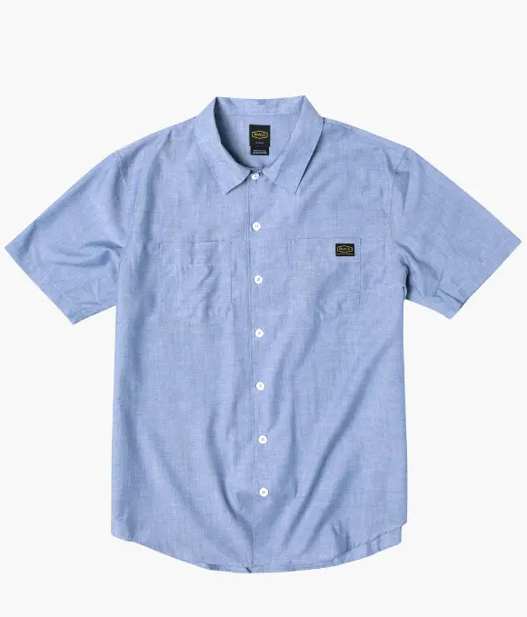 Rvca Dayshift S/S Button Up Shirt - Blue Chambray 1