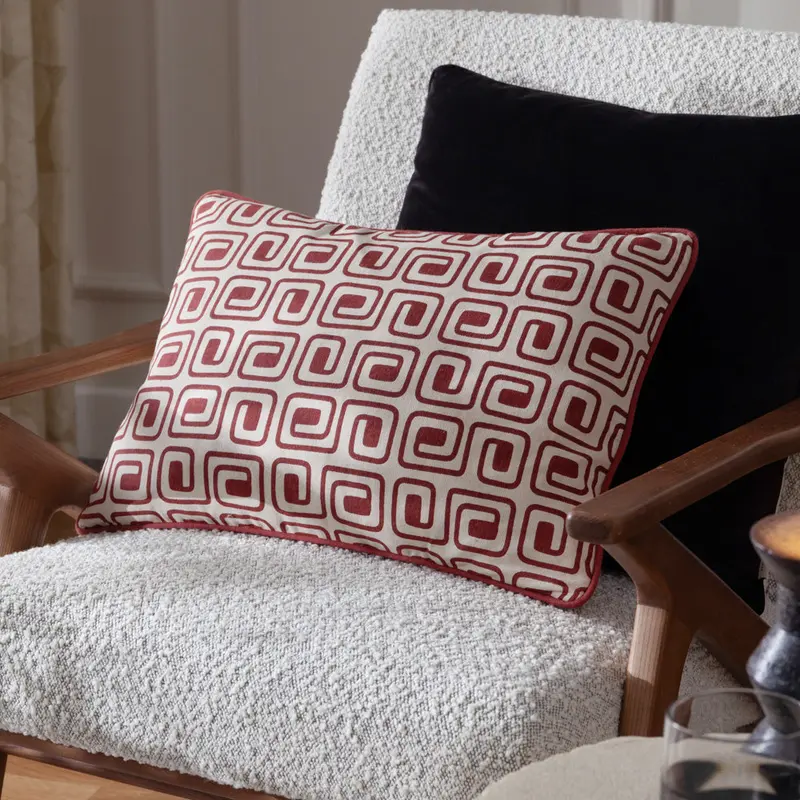 Safara Printed Cushion Red Copper 1