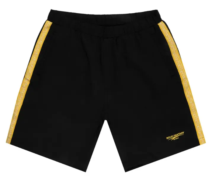 Sci-Fi Fantasy Woven Trim Shorts - Black 1